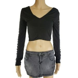 Cropped Shredded Sleeved Top💀Goth/Punk/Club